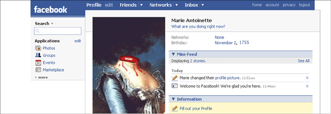 Marie Antoinette on Facebook